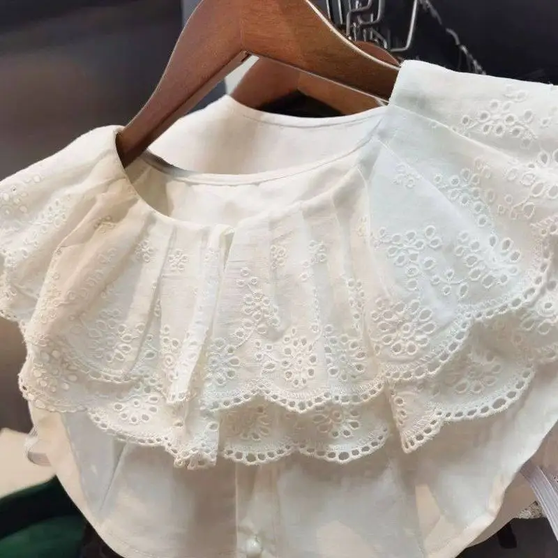 delicate-round-neck-wide-lace-fake-collar-sweater-with-double-layer-hollow-embroidered-ruffle-edge-collars-for-women