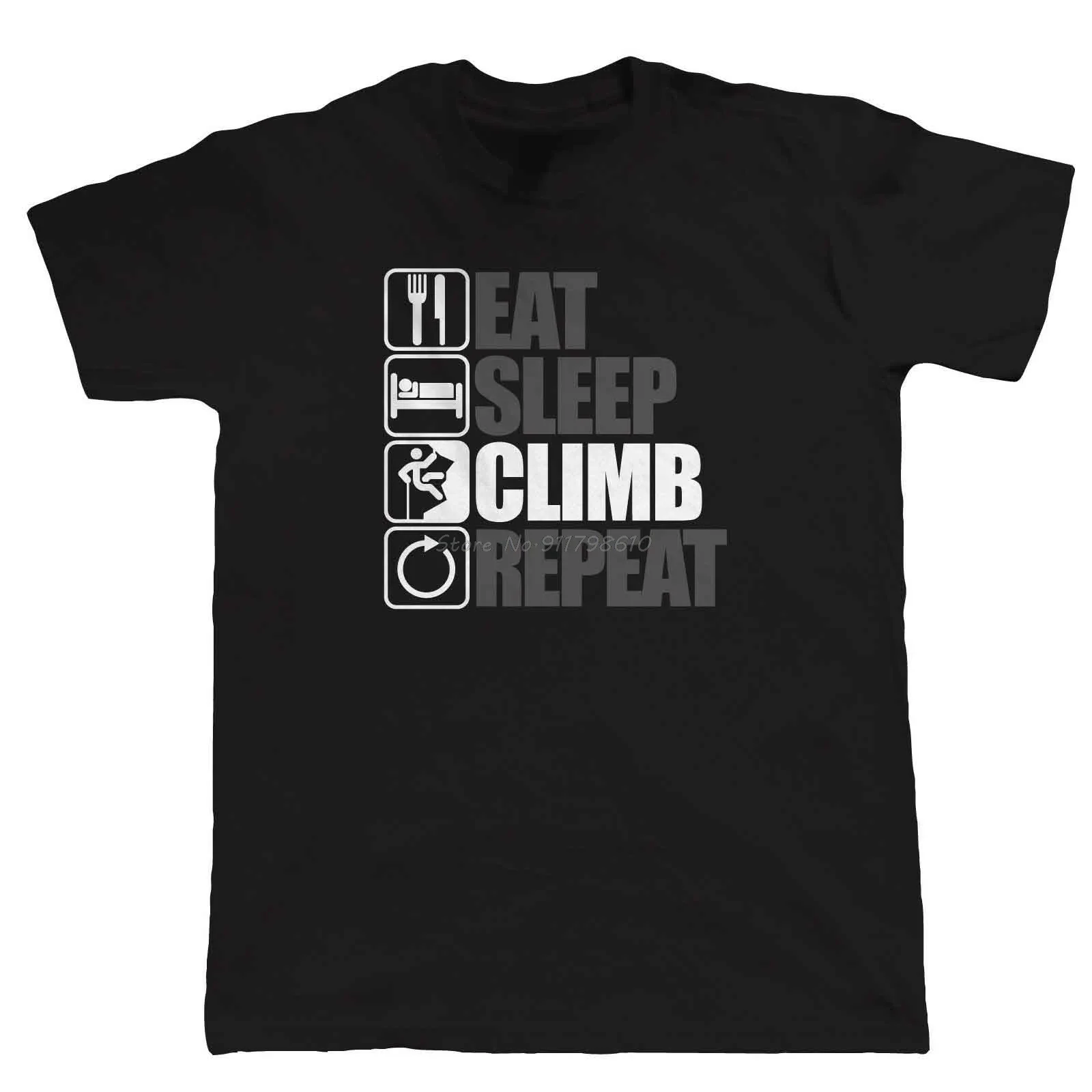 

Climbing Gift For Him Dad Birthday New Summer Men Short Sleeve Causal Tee Logo Shirts Eat Sleep Climb Repeat T Shirt - Mountain