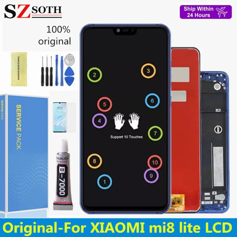 In Stock Xiaomi Mi 8 Lite LCD Original LCD Screen Display Digitizer Assembly Replacement For Xiaomi Mi8 Lite Mi 8X LCD