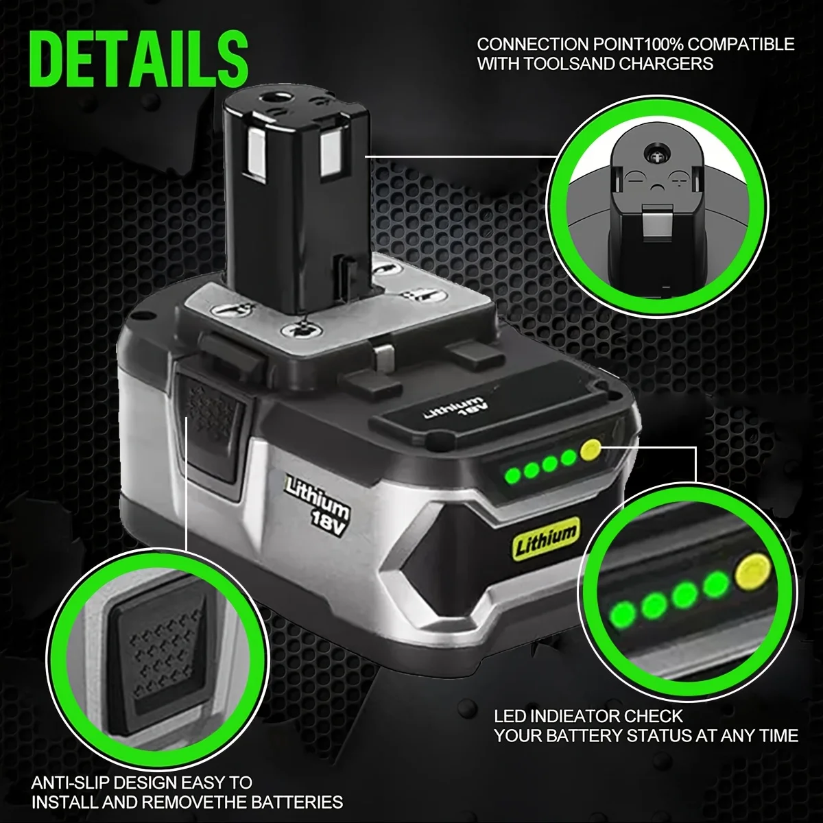 Pour les outils électriques à batterie Li-ion RYOBI 18V 8000mAh, compatibles avec P108 18V 8.0Ah One+ Plus P104 P107 RB18L50 RB18L20 P108