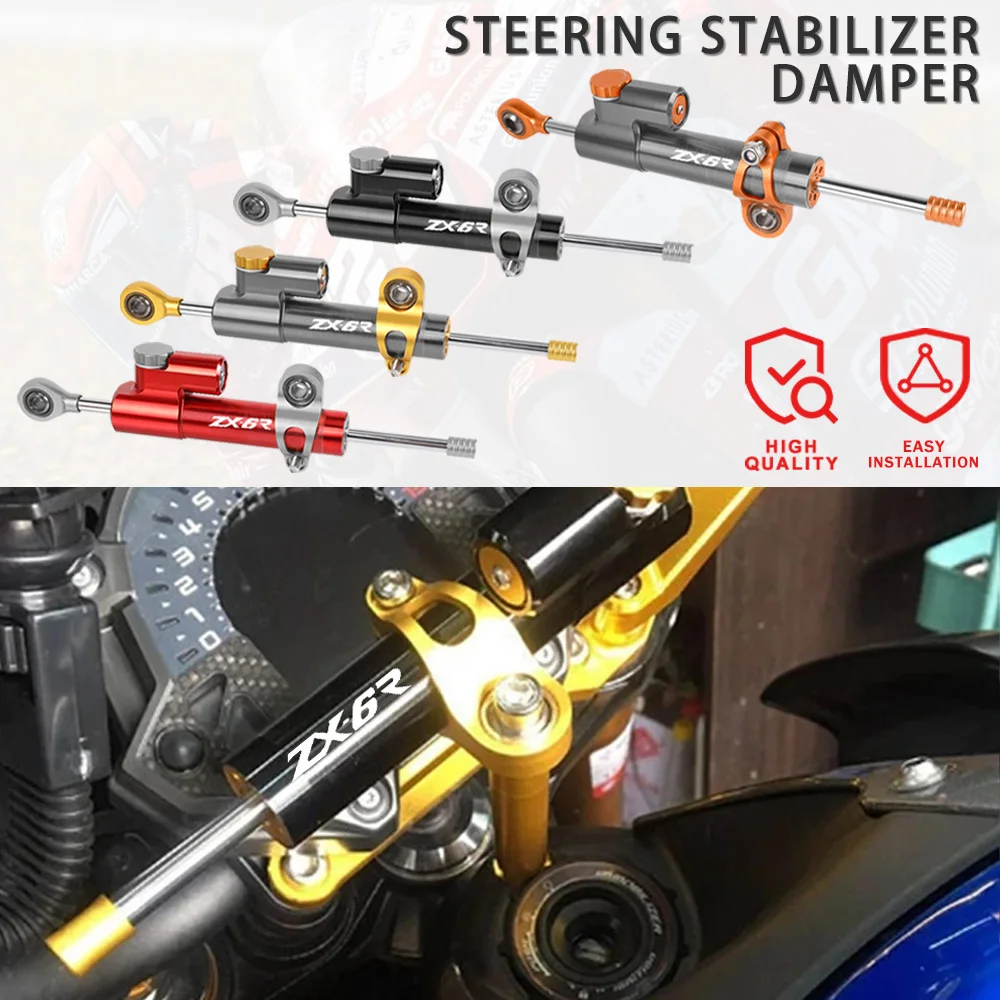 

Universal Motorcycle CNC Adjustable Steering Damper Stabilizer For Kawasaki Ninja ZX-6R ZX600 1998-2024 2025 ZX6R ZX 6R 6 R 600