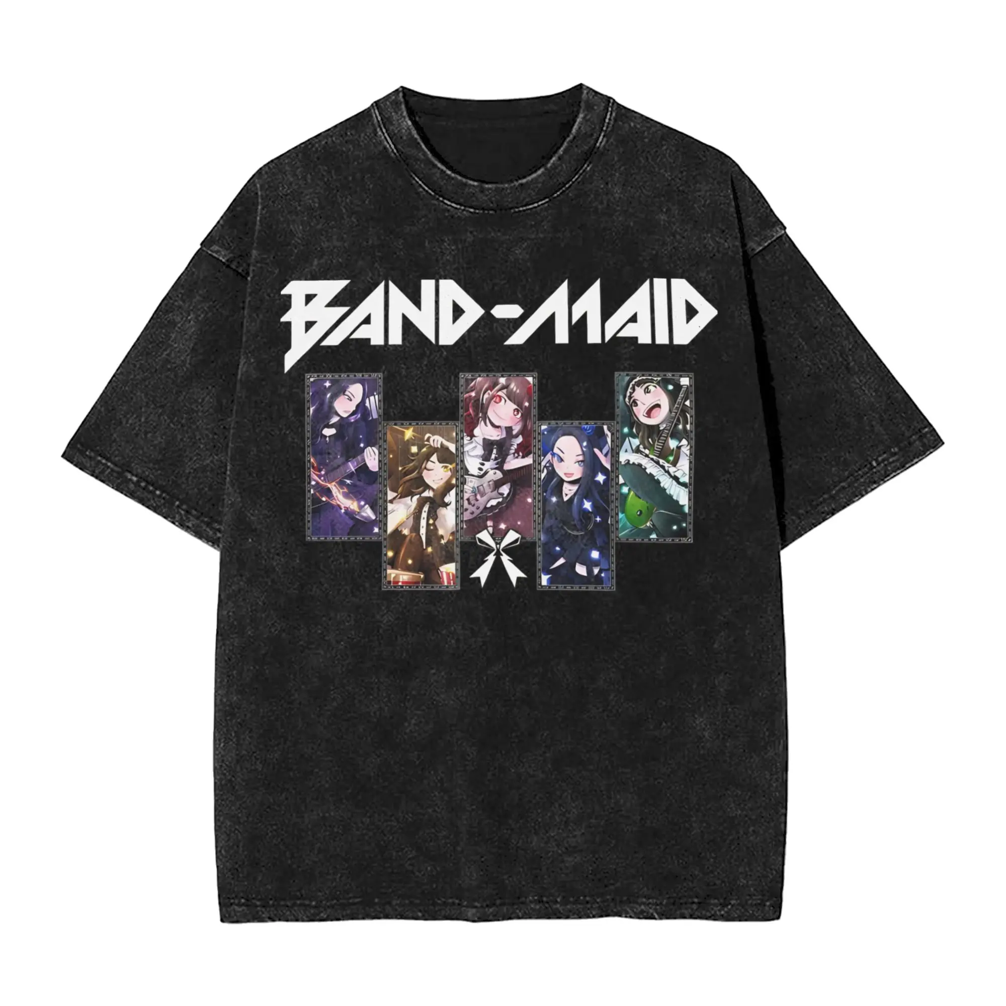 Band Maid Rock Symphony T Shirt Hip Hop Washed Short Sleeve Harajuku T-Shirt  Novelty Men Women Tops Streetwear Summer Tees