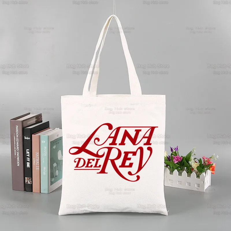 Lana Del Rey Ldr Y2K Women Canvas Shopper Bag with Handle Eco Foldable Reusable Tote Bag Book Key Phone Shopping Bag