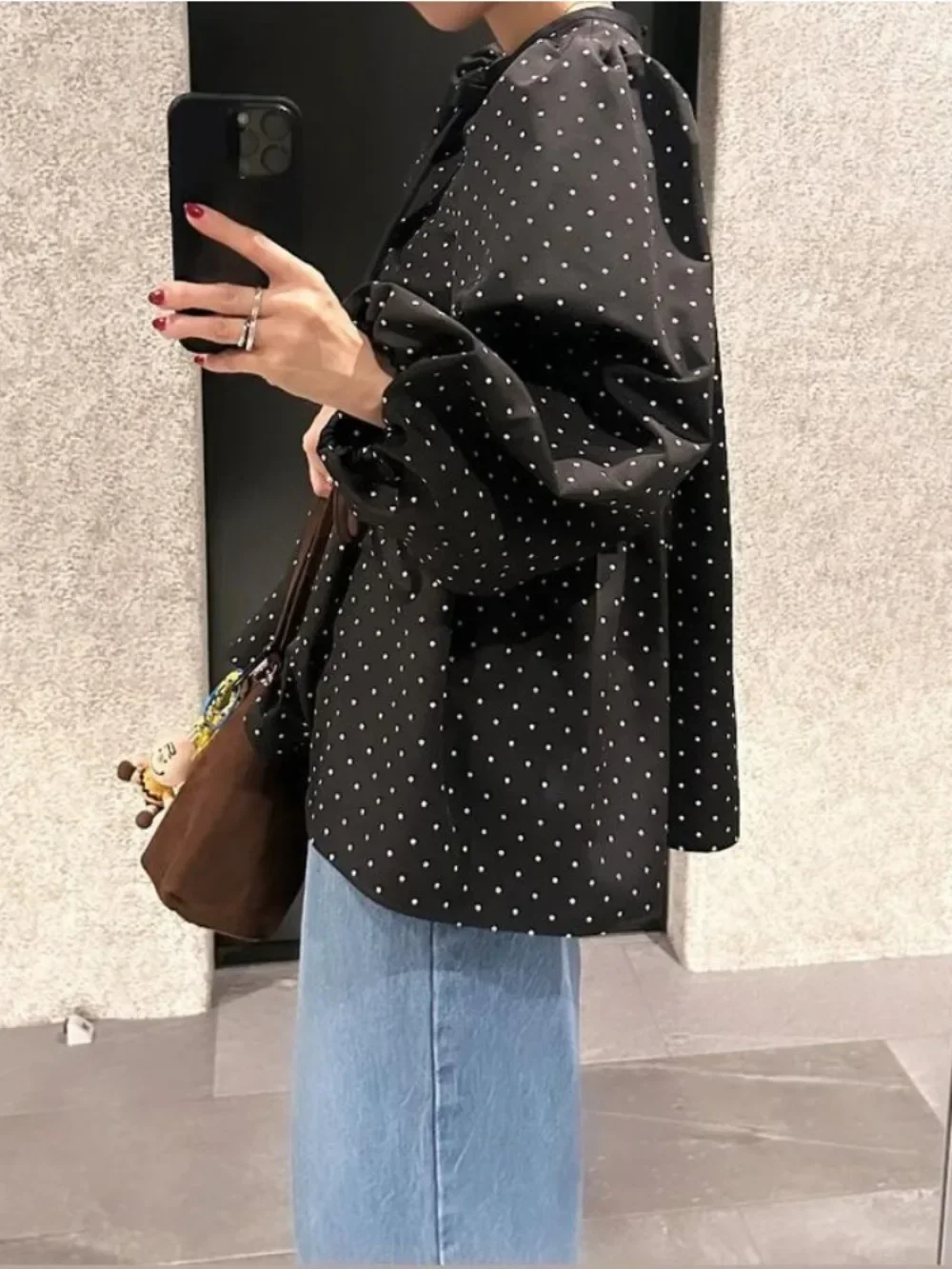 Kuzuwata Sweet O Neck Long Sleeve Polka Dot Casual Shirt All-match Bow Pullover Simple Blouses Japan New Elegant Doll Blusas