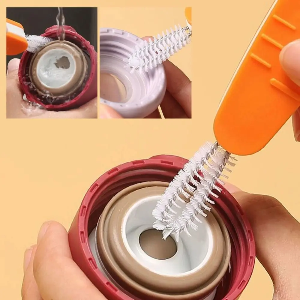 

Cartoon Bottle Gap Cleaner Brush Multi-Functional 360° Rotatable Silicone Bottle Cleaner Straw Cleaner Flexible Design