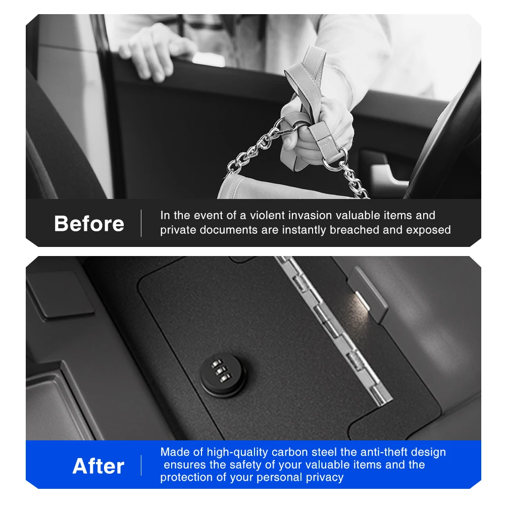 Car Armrest Box Safe Password Lock Box Metal Strongbox Storage Safety Key Lock Box  For Chevrolet Silverado GMC Sierra 2023-2025