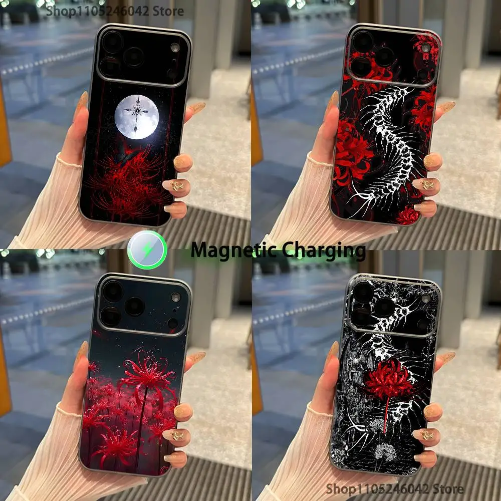 

Ghoul Red Spider Lily Tokyo Transparent gray Phone Case For iPhone 17,16,15,14,13,12Pro,Max,Plus,Mini,Magnetic Wireless Charging