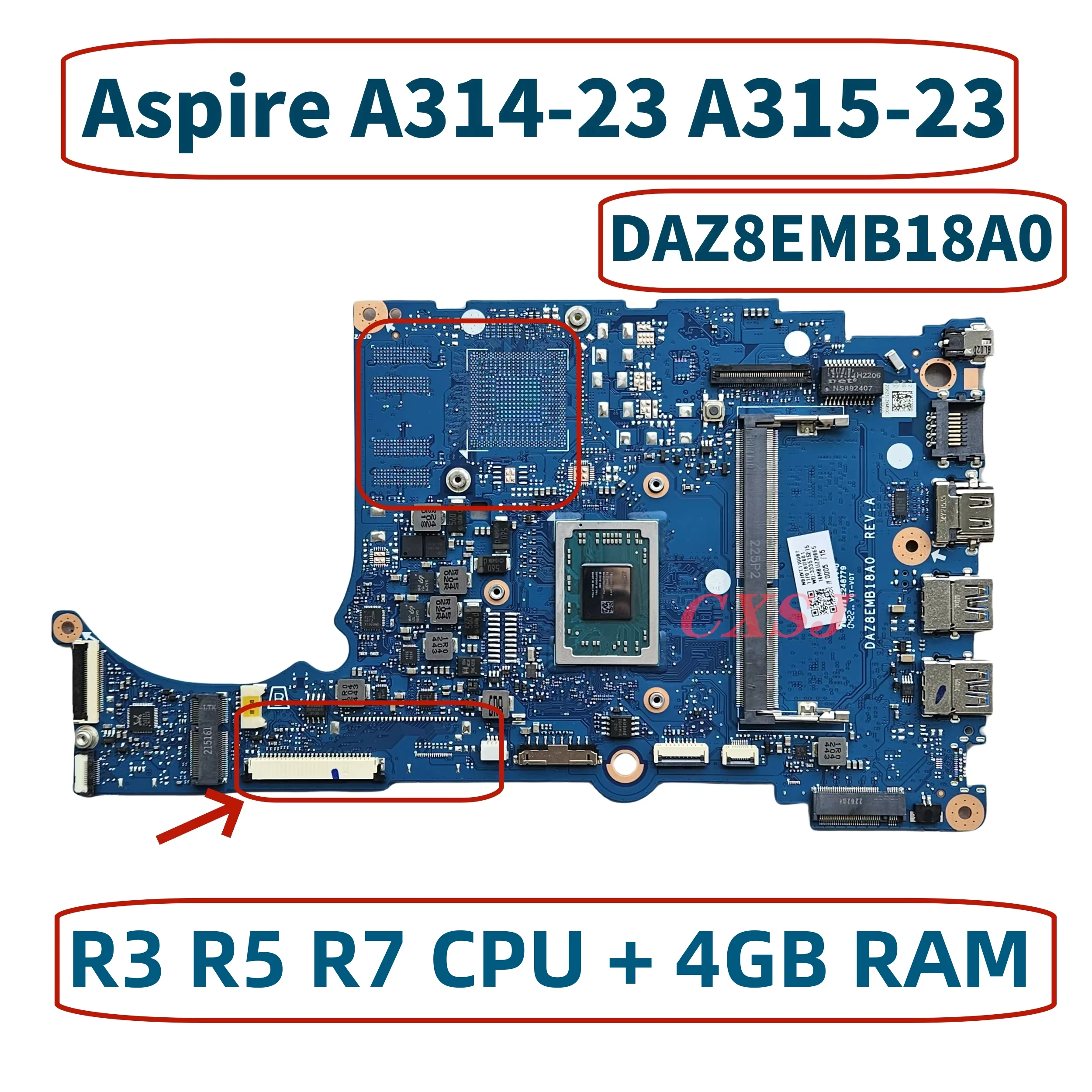 

DA0Z8EMB8C0 DAZ8EMB18A0 Материнская плата для Acer Aspire A315-23 A315-23G N18Q13 Материнская плата для ноутбука с процессором R3 R5 R7 4 ГБ ОЗУ