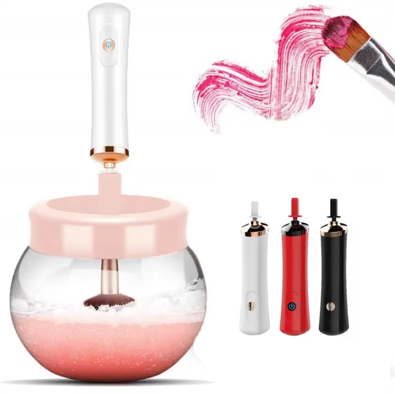 Electric automatic makeup brush cleaner quick wash dry brush machine rechargeable silicone plug automatic rotation