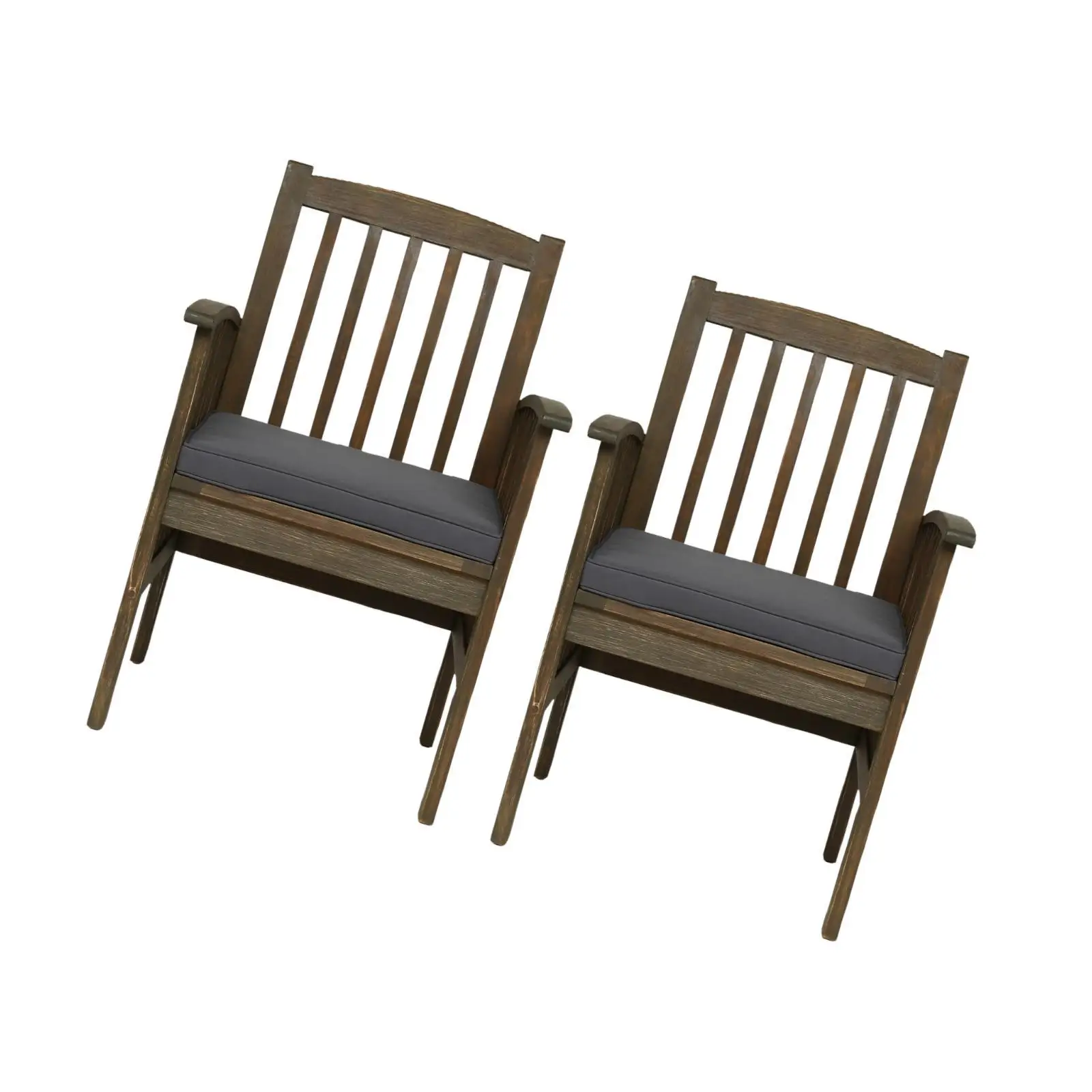 2Pcs Patio Chairs with Armrest Wooden Chairs for Indoor Porch Backyard