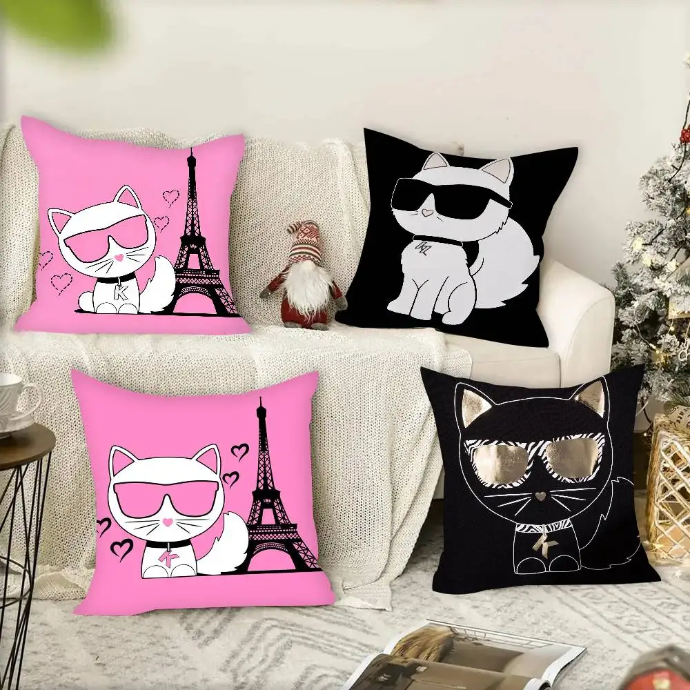 1PC Cute cool cat wearing sunglasses Pillow Case Square  Bedroom Sofa Leisure Comfort Cushion Car Home Decoration