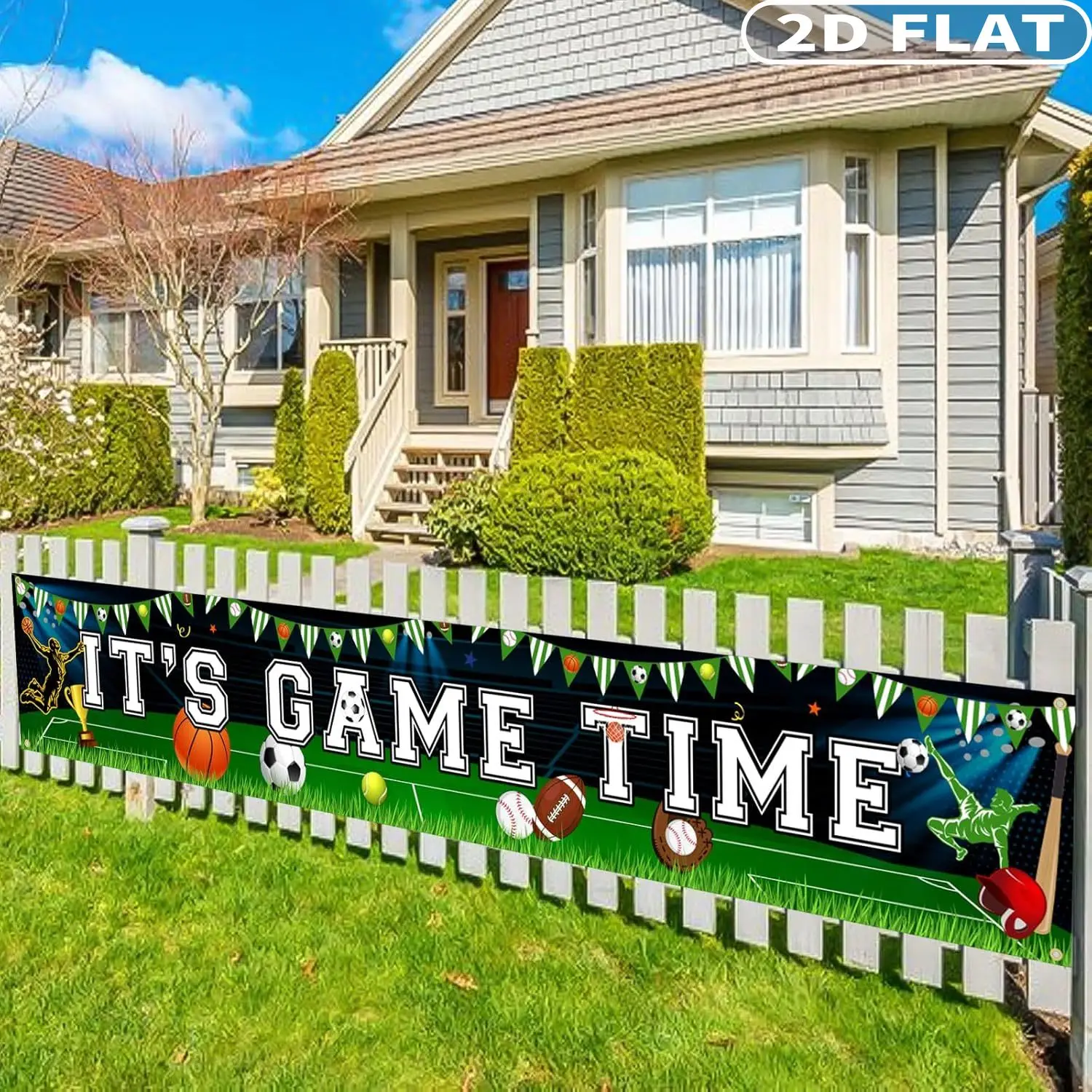

1pc Sports Themed Outdoor Flag, 50x300cm Sports Banner, Outdoor Decorations, It’s Game Time Sports Theme Hanging Garden Yard