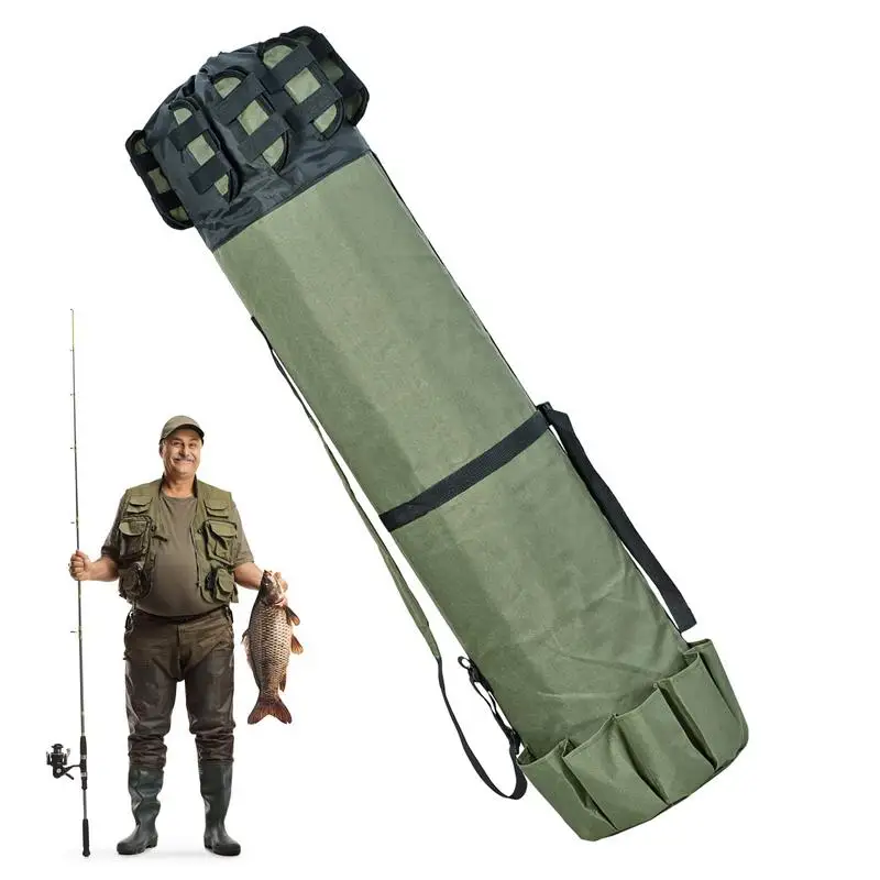 

Telescopic Fishing Pole Carrier Bag Large Storage Rod Case Holds 5 Rods & Reels Large Capacity Tackle Bag Fishing Rod Case For