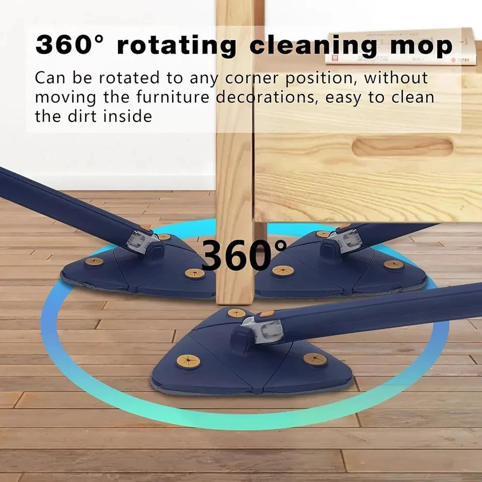 New Triangle 360 Cleaning Mop Telescopic Household Ceiling Cleaning Brush Tool Self-draining To Clean Tiles and Walls