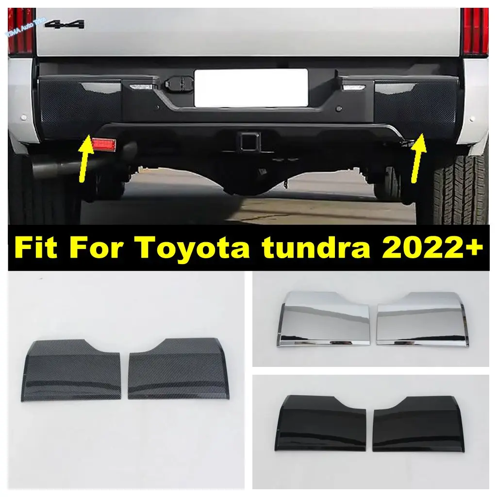 

For Toyota Tundra 2022 - 2025 Carbon Fiber Chrome Car Exterior Rear Bumper Side Panel Decoration Sequins Cover Trim Accessories