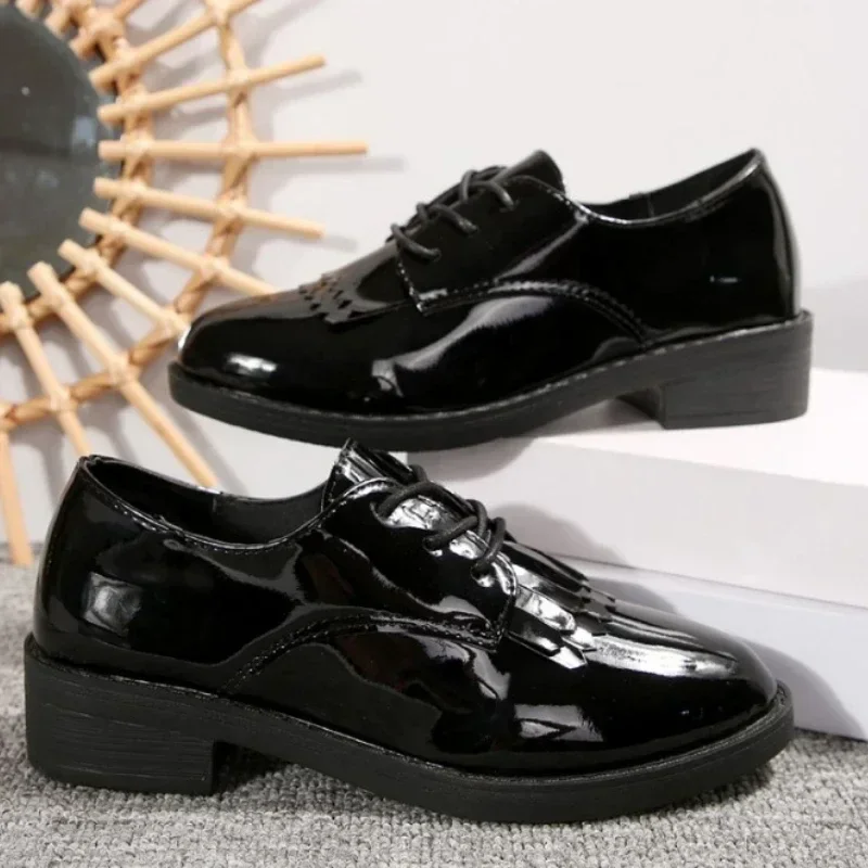 2024 Hot Sale Women's Shoes Lace Up Women's Pumps Autumn Round Toe Solid Chunky Heels Rubber Profession Work Women Pumps Zapatos image 6