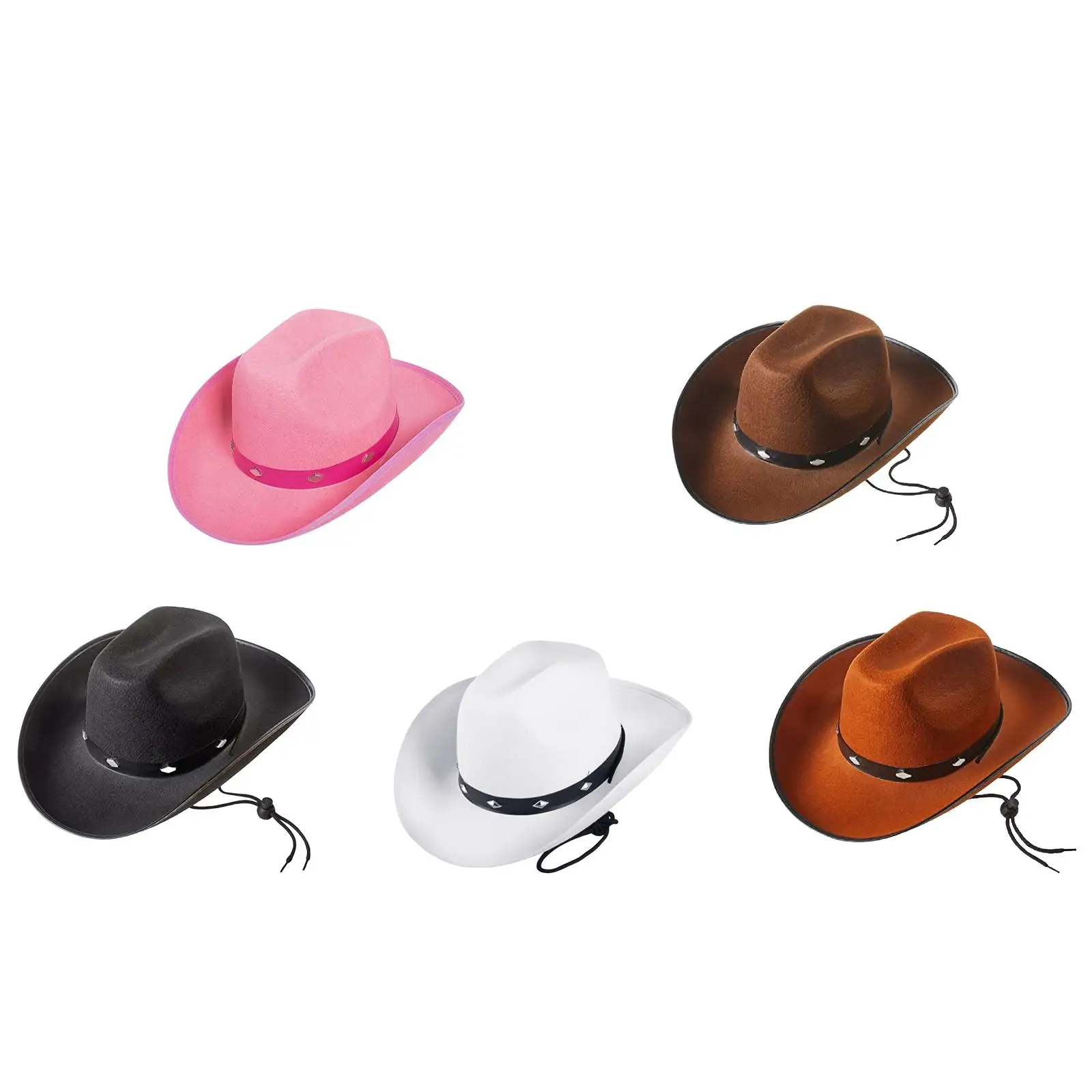 Felt Cowboy Hat Wide Brim Cowgirl Jazz Caps Unisex Adult Sun Hat Felt Hats for