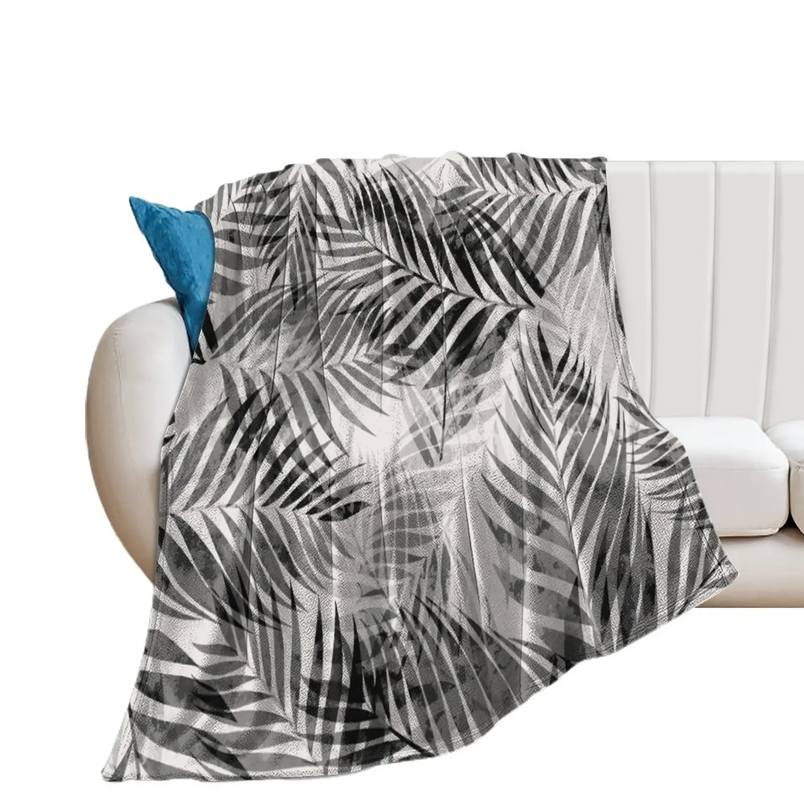 

Palm Leaves - Black & White Throw Blanket Tourist for winter Blankets