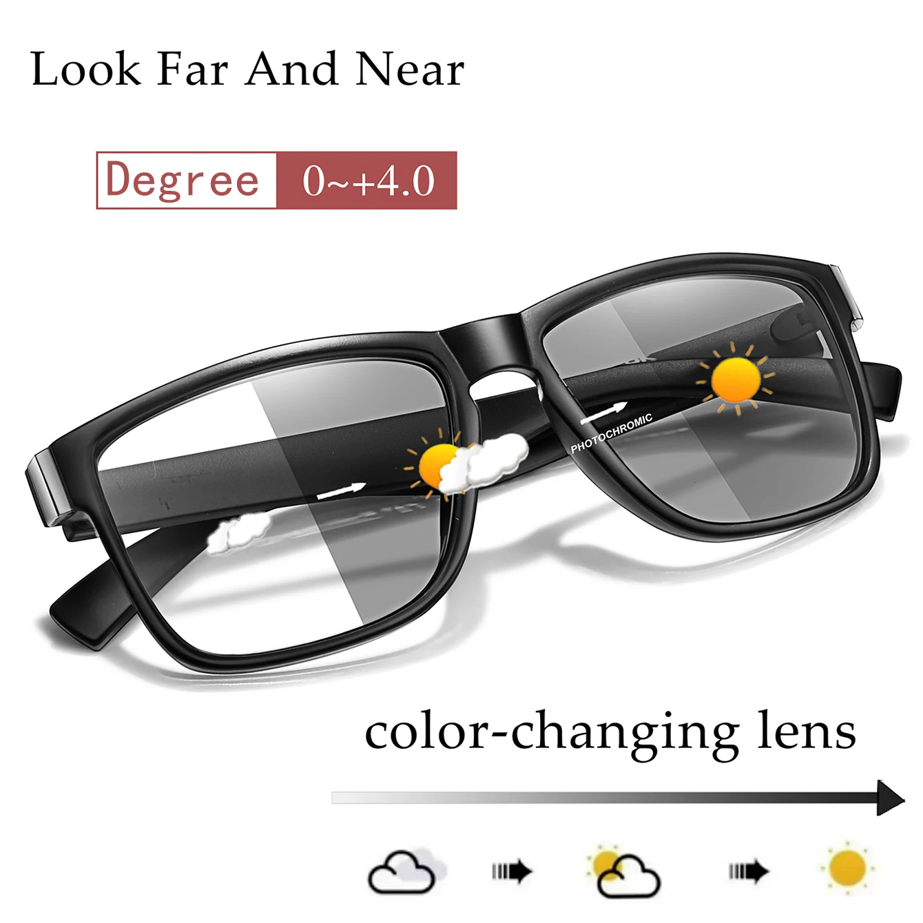 Photochromic Reading Glasses for Men and Women Surf Internet Rectangular Eyewear Female Presbyopic Glasses +150 +200