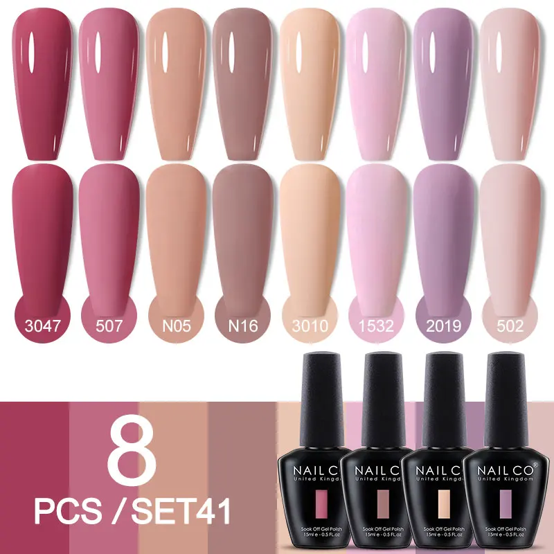 NAILCO 8 unids/set brillante Rosa rojo púrpura Gel Esmalte de uñas 15ml Nail Art Gel Vernis para uñas manicura brillo Kits semipermanentes