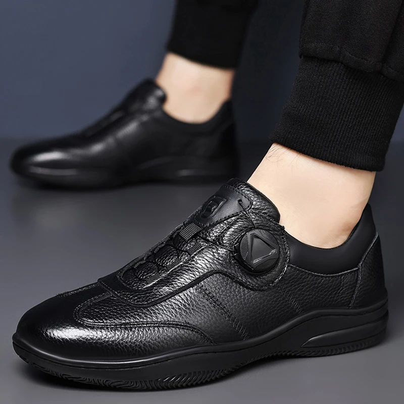 

Men Genuine Leather Casual Shoes Fashion Business Men Shoes Comfort Slip on Male Loafers Platform Leather Work Shoes Big Size 45