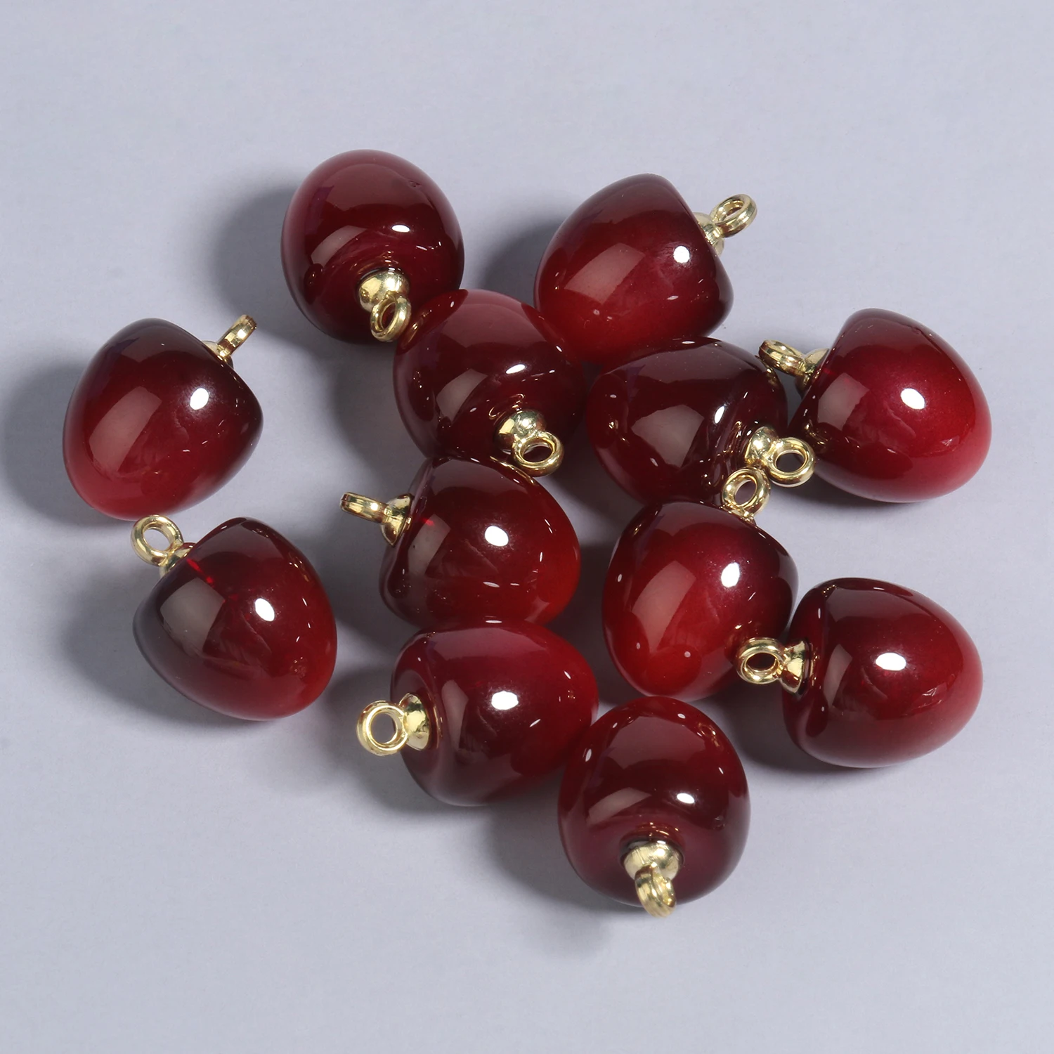 10Pcs Fruit Charms Pendant Resin Cherry Shape Earring Charms Diy Findings Keychain Bracelets Pendant For Jewelry Making Supplies