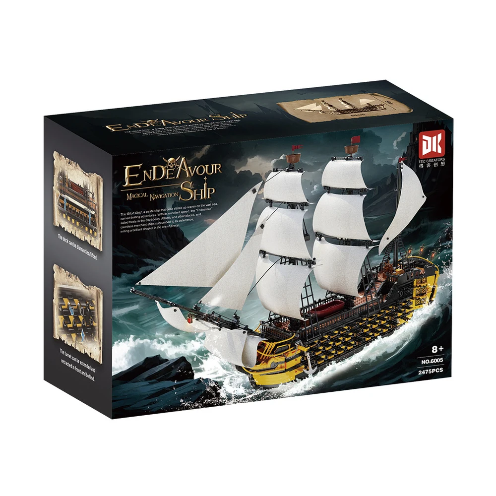 

В НАЛИЧИИ DK6005 MOC Классические фильмы Пиратский корабль Endeavour Строительные блоки Кирпичи Сборка DIY игрушки для мальчиков Рождественский подарочный набор
