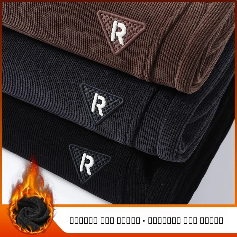 

Men's Corduroy Work Pants Autumn Winter Wear Resistant Cuffed Workwear for Kitchen Car Repair Construction Site Loose Fit Lon...