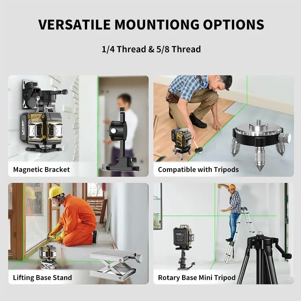 

Laser Level 360 Self Leveling with Tripod, 200ft/60m working distance with vertical and horizontal lines, self-leveling mode&