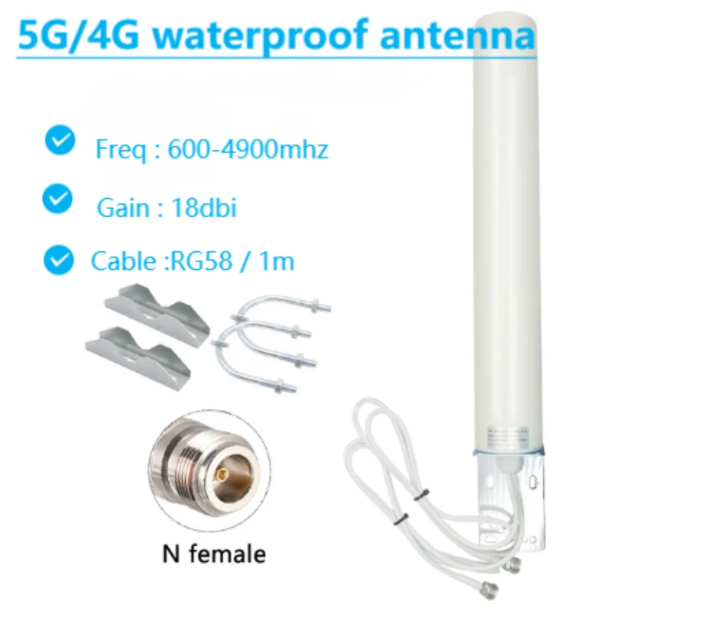 Imagem -03 - Antena de Cabo Duplo Impermeável para Rede sem Fio Signal Enhance Wi-fi Roteador Gsm Omni Lora ao ar Livre 5g 4g Lte 18dbi