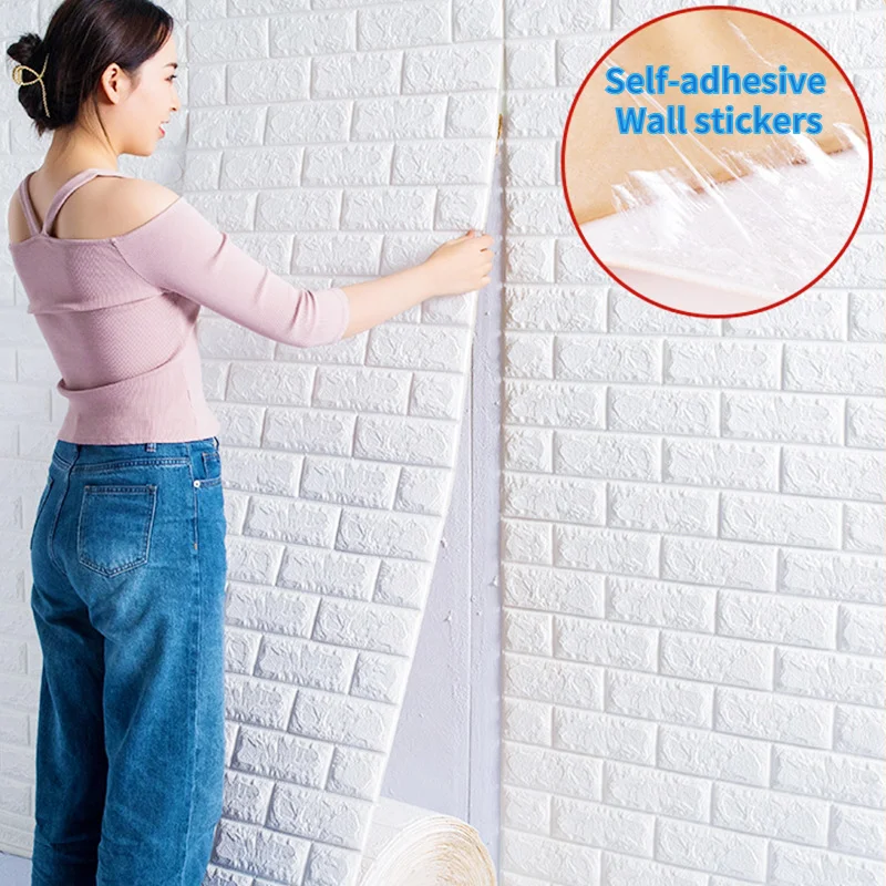 DIY Self Adhensive 3D Brick Wall Stickers Living Room Decor Foam Waterproof Wall Covering Wallpaper For TV Background