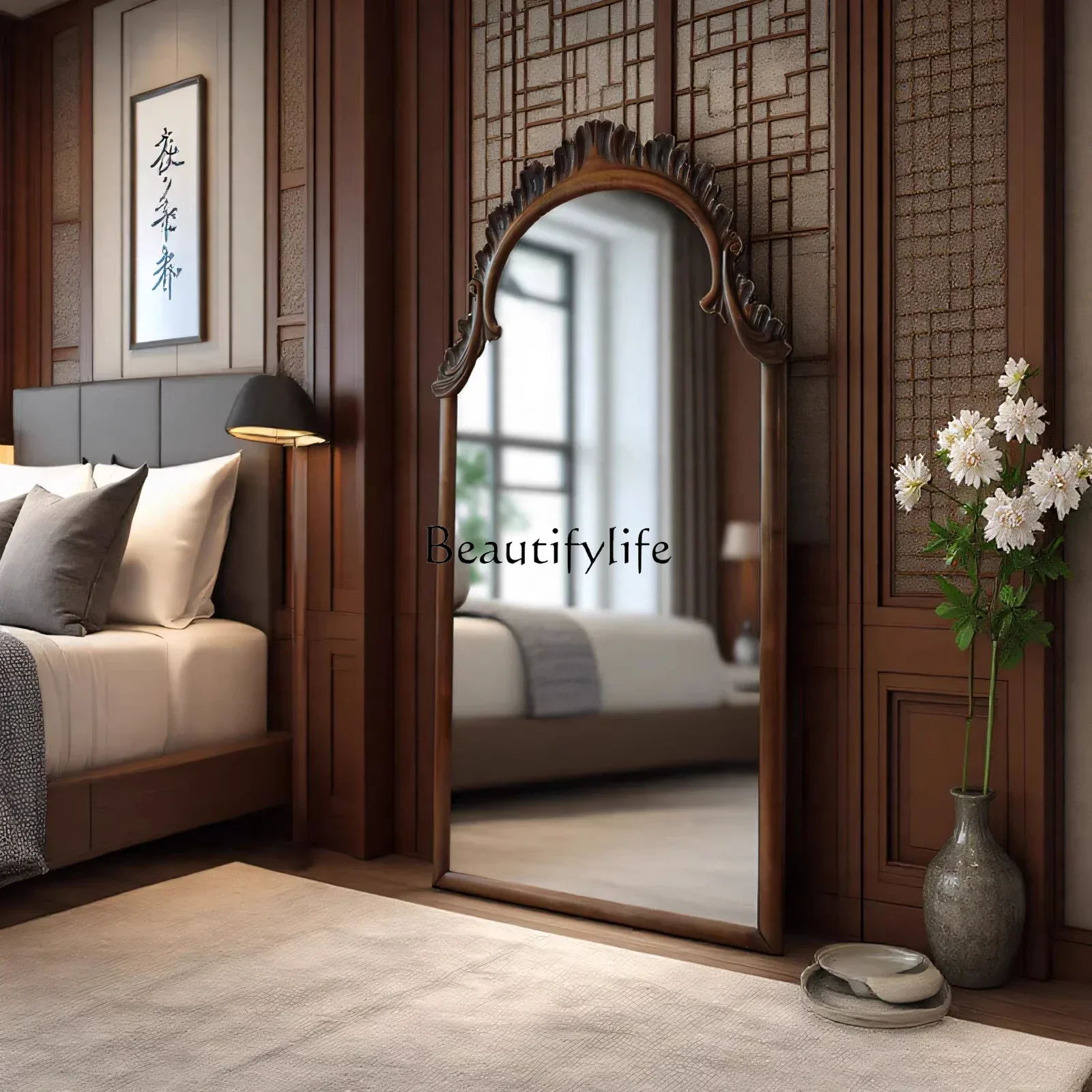 

French Custom Mirror American Luxury European Vintage Wardrobe Floor Mirror