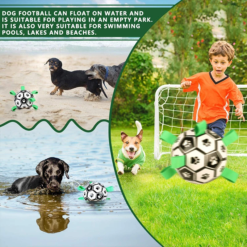 Kimpets-Juguetes De Fútbol interactivos para perros y niños, pelotas de entrenamiento al aire libre para morder, pelota deportiva para morder,