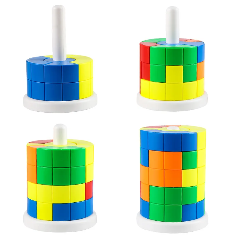 어린이 DIY 퍼즐 변경 가능한 큐브, 창의적인 원통형 쌓기, 40 개의 챌린지 카드, 과학 교육 퍼즐 빌딩 블록 장난감