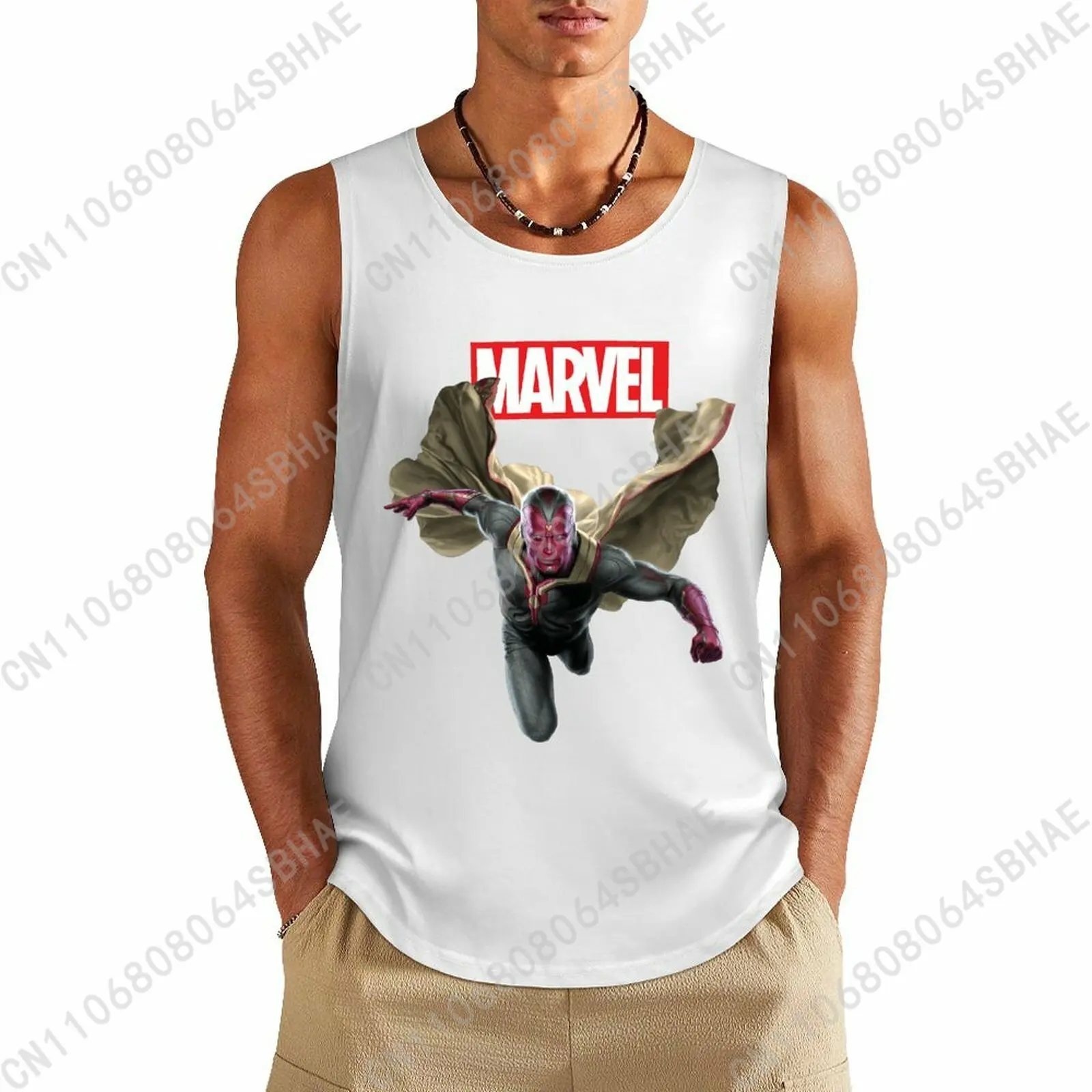 

Marvel Vision Custom Pattern Mens Cotton Tank Top Cotton Sleeveless Shirt Men Undershirt Personalized Gifts Cosplay
