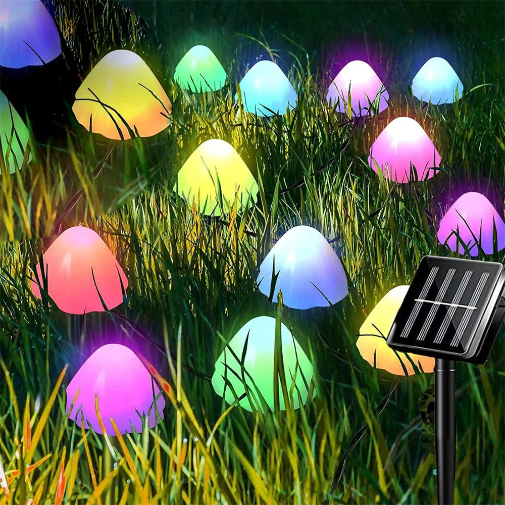 

2024 Solar Garden Lights Outdoor Mushroom Solar String Lights 8 Modes Waterproof Solar Landscape Lights for Pathway Wedding 460