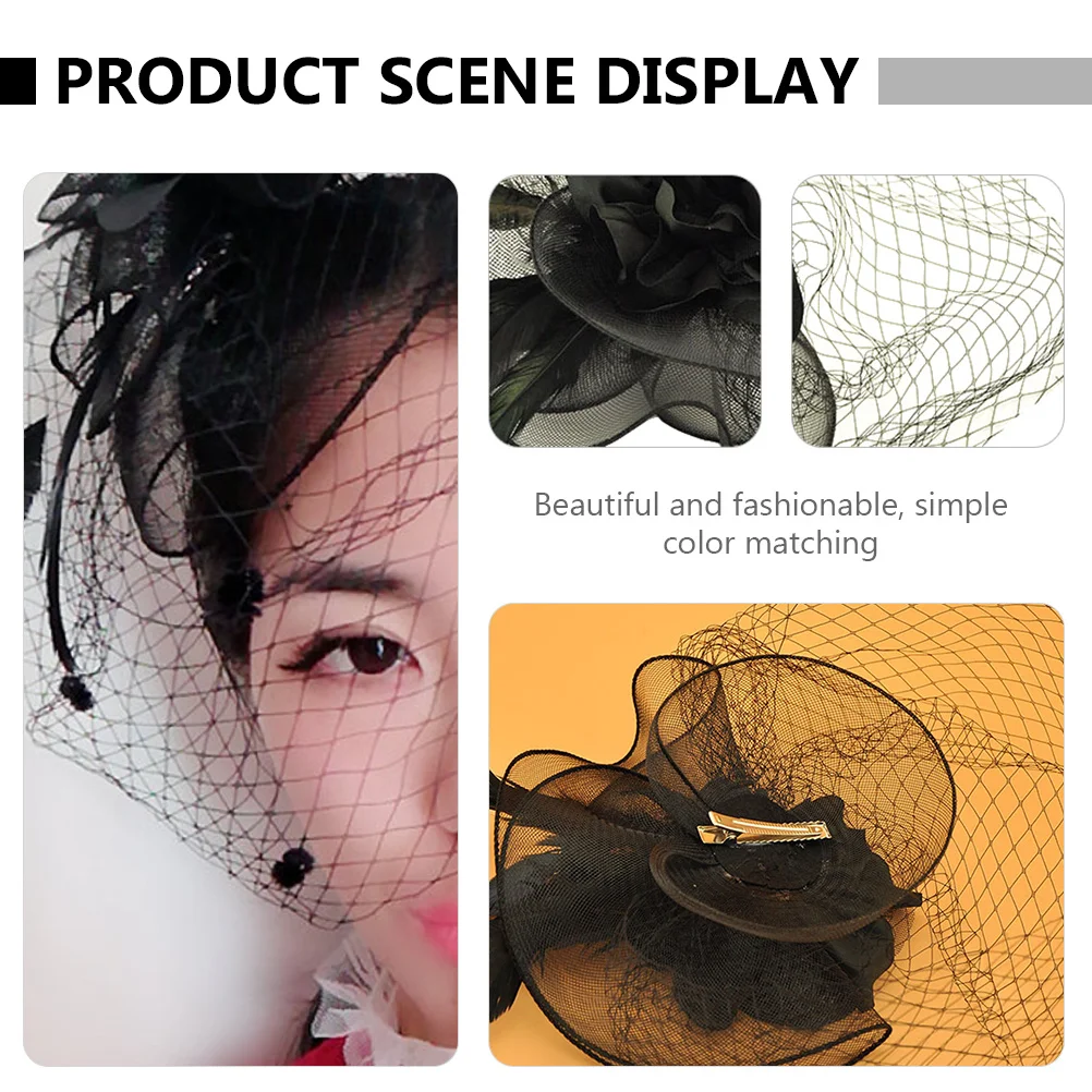 

Net Tulle Fascinator Hair Clip Hat For Wedding Party Banquet Halloween Prom Funeral Women Veil Hairpin Accessory