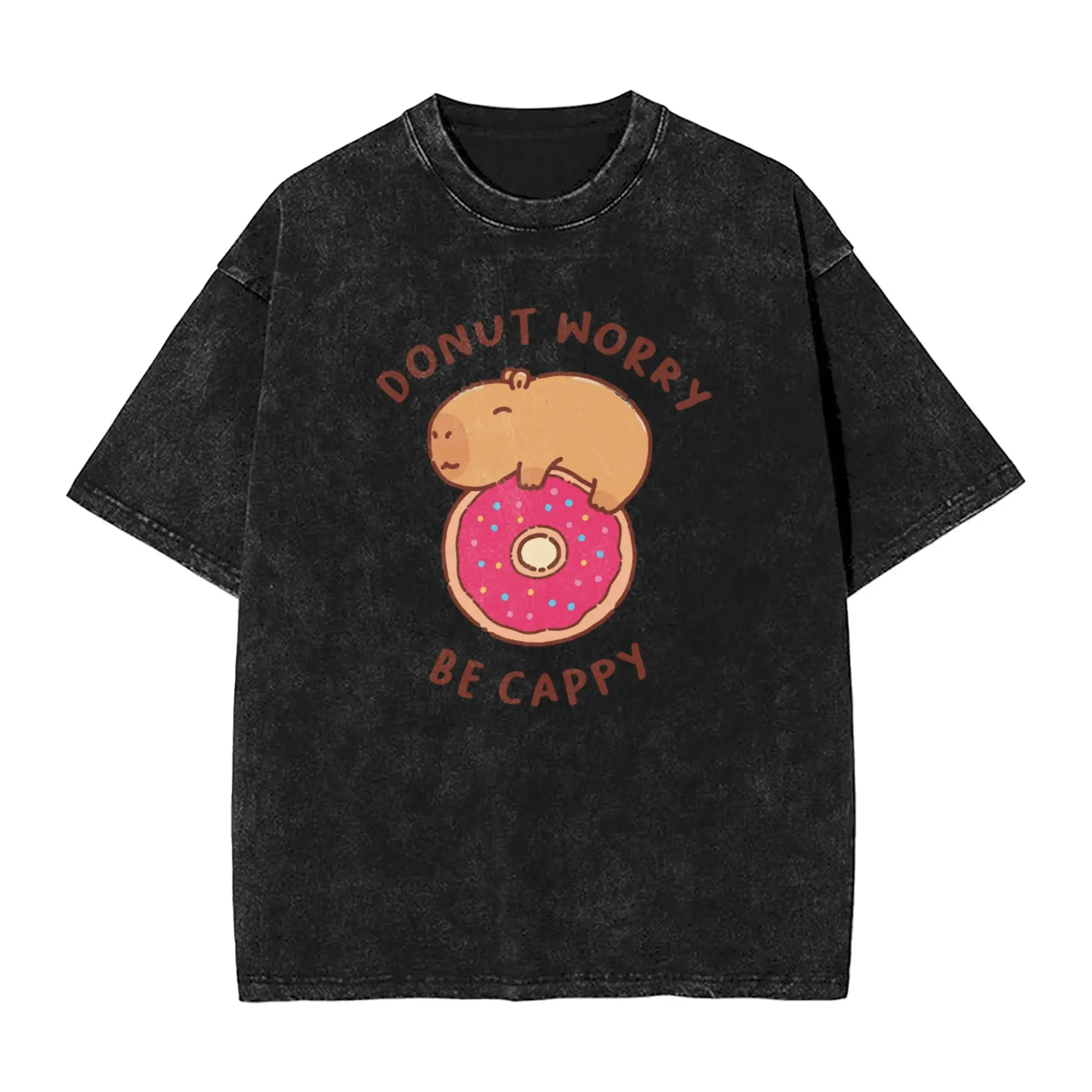 

Футболки с капибарой в стиле хип-хоп, стираная футболка в стиле Харадзюку с короткими рукавами, ретро для мужчин и женщин, уличная одежда, летние топы, футболки