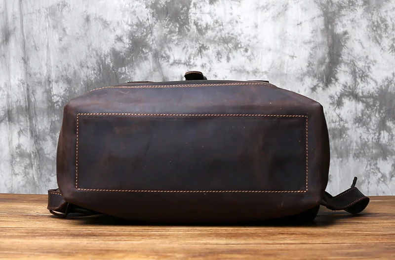 NZPJ Vintage-Rucksack aus echtem Leder für Herren, Crazy Horse-Leder, Computertasche, natürliche Oberschicht aus Rindsleder, Rucksack, Reisetasche – Detail 9