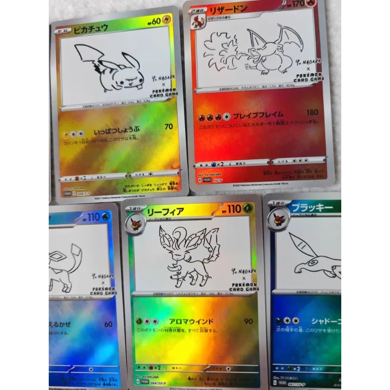 DIY PTCG Pokémon Yu Nagaba Co Branding Eevee Charizard Pikachu Flash Card Anime Peripheral Game Collection Card Holiday Gift