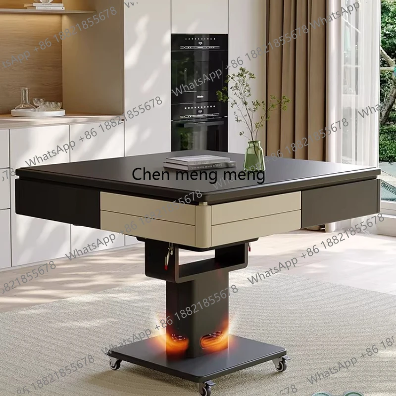 

Solid wood folding mahjong table dining table dual-purpose anti-rollover belt heating household automatic mahjong machine