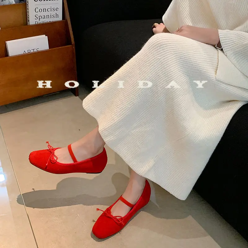 

2025 spring autumn women pumps natural leather 22-24.5cm sheepsuede+sheepskin+pigskin Mary Jane shoes women shoes slip on shoes