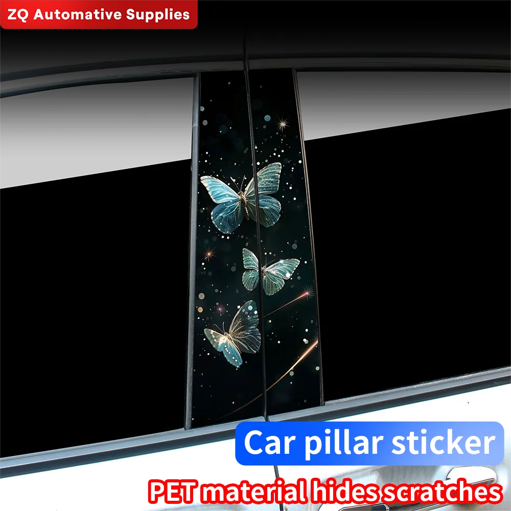 

Pretty Butterflies Car Stickers Funny Auto B Pillar Waterproof Decoration DIY Cover Car Doors Pillar Sunscreen Decals Accessorie