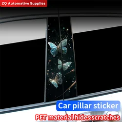Pretty Butterflies Car Stickers Funny Auto B Pillar Waterproof Decoration DIY Cover Car Doors Pillar Sunscreen Decals Accessorie