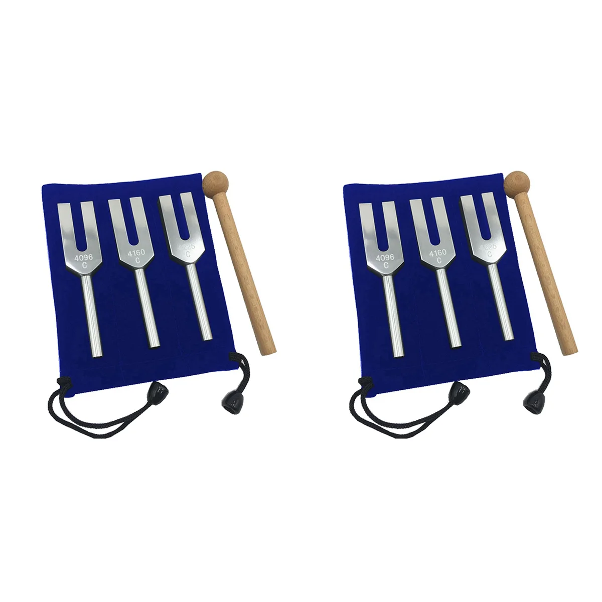 Juego de 6 diapasones A14M 4096 Hz 4160 Hz 4225 Hz Juego de diapasones con martillos de madera y bolsa de tela Estilo 1