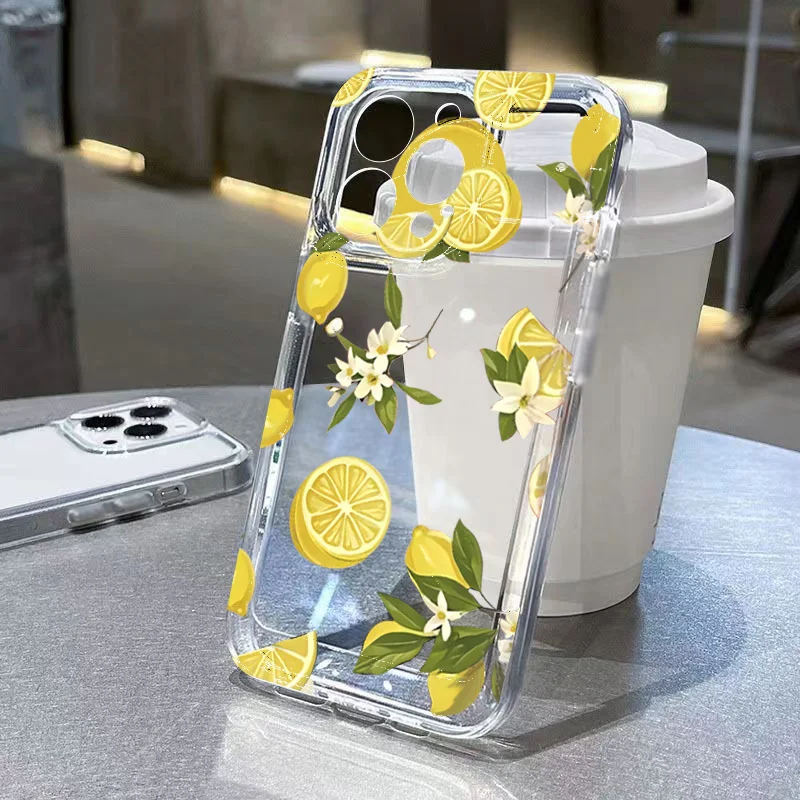 Summer Fruit Lemon Flower Phone Case For Samsung Galaxy S26 S24 S25 S23 Ultra Plus A56 A35 Note20 A53 A54 A36 A55 Clesr Cover