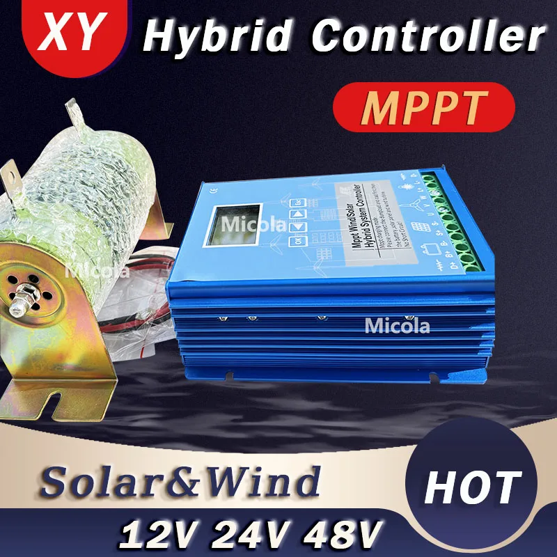 2000W 5000W 10000W MPPT Wind Solar Charge Controller 5000W 12V 24V 48V Volts Hybrid Regulator for Wind Turbine Windmill Battery