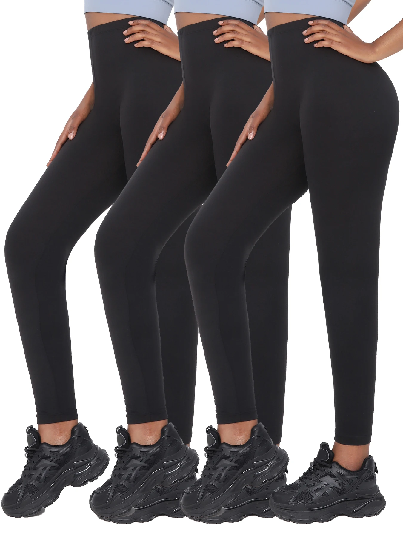 

3 Pack Women's Super Soft Leggings High Elasticity No See Through Workout Yoga Running Athletic Push Up Gym Fitness Leggings