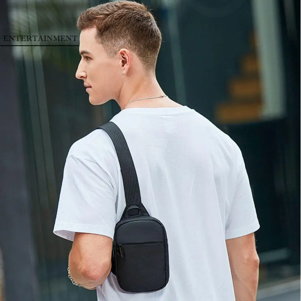 

Fashion Zipper Men Chest Bag Nylon Waterproof Mobile Phone Bag Multipocket Handbag Small Shoulder Bag Travel