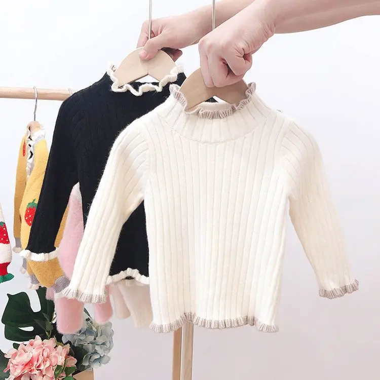Autumn and winter semi-turtleneck winter long-sleeved round neck Korean version solid color children's clothing wholesale
